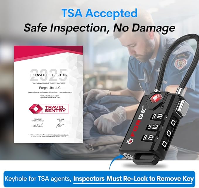 Open Alert TSA Approved Luggage Locks 6 Pack Easy Read Dials with Alloy Body.