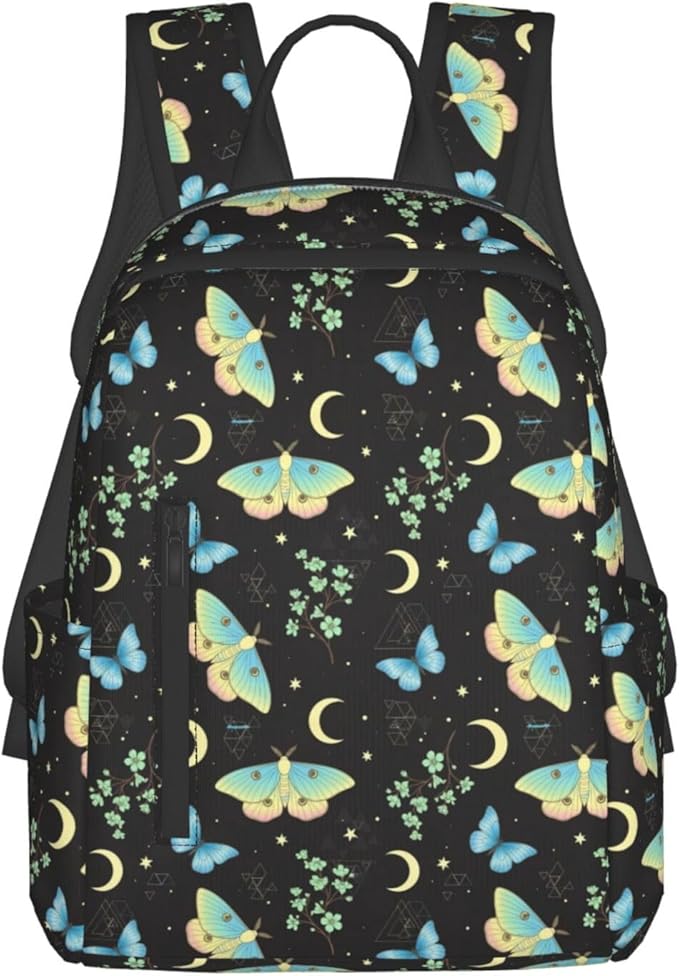 Travel Backpack goth moon moth Butterfly Daypack