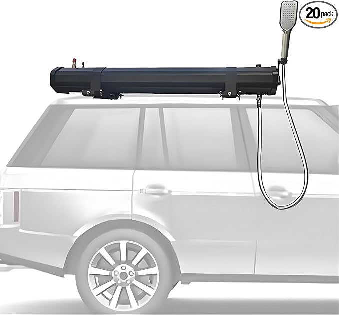 Roof Rack Mounted Off-Road ShowerSolar Car Shower Mounts to Roof Racksfor Overland Travel Water Storage Vehicle Water Supply and Outdoor Activities Black 18L/4.76Gal