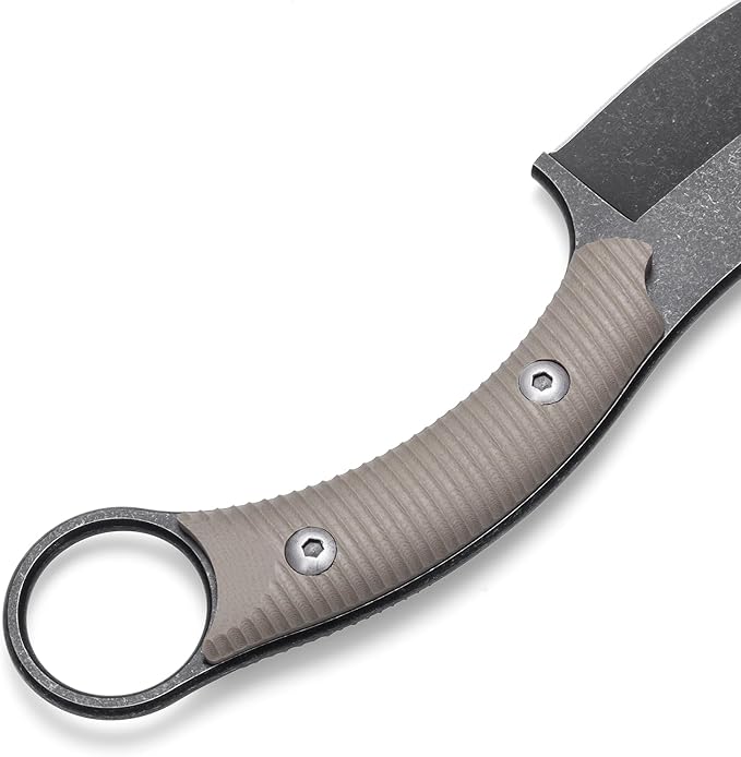 Fixed Blade Knife D2 Steel Blade and G10 Handle Utility Claw EDC Knife for Outdoor Survival Hiking Camping with Kydex Sheath OK1220 (Sand)