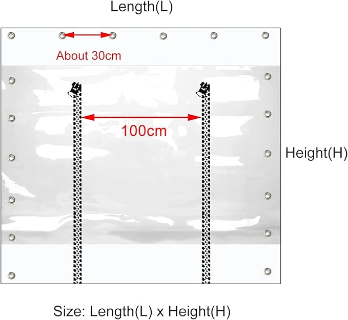 Outdoor Clear Waterproof Tarpaulin Curtains Weatherproof PVC Tarpaulin with Zipper Pergola Patio Porch Gazebo Transparent Side Panels with Grommets Customizable