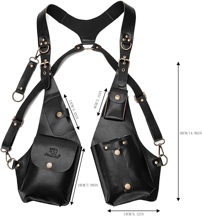 Double Shoulder Bag Adjustable Tactical Armpit Pouch for Men Anti-Theft Underarm Leather Wallet Pocket Holster