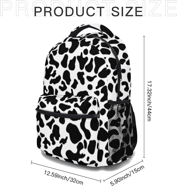 Girls School Backpack Cow Print Cute Aesthetic Backpack Lightweight Large Capacity Student Bookbag for Elementary Middle School Teen Girls Back to School Travel Daypack