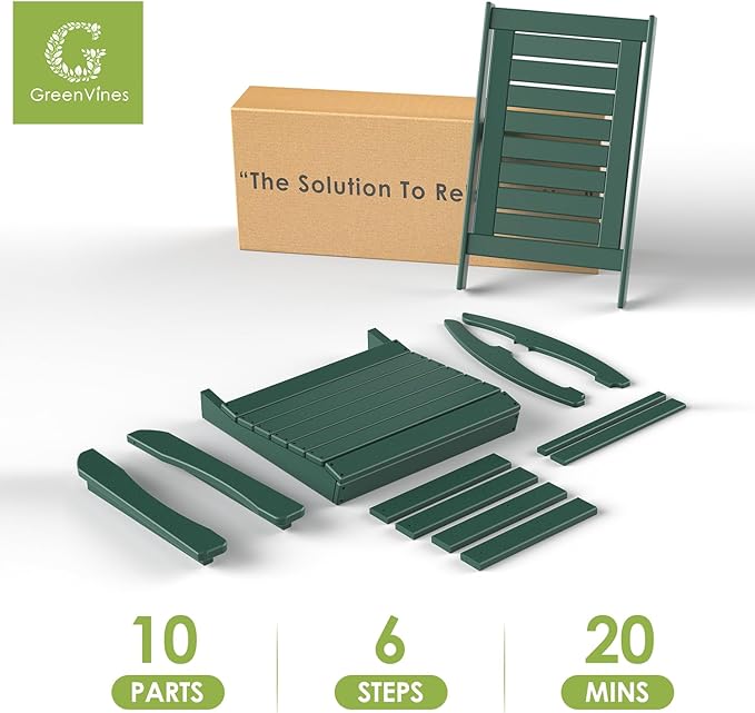 GREENVINES Outdoor Rocking Chairs | Set of 4 | Porch Rocker | HDPE Plastic | Forest | Oversized Rockers | High Back | Big &amp Tall | Ladder Back | for Patio Outside Backyard Balcony Garden