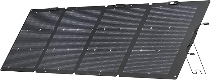 EF ECOFLOW 220W Portable Solar Panel Bifacial Design Up to 25% Conversion Efficiency N-Type Solar Cell with Adjustable Kickstand IP68 Waterproof Foldable Solar Panel for Camping RVing Home Backup