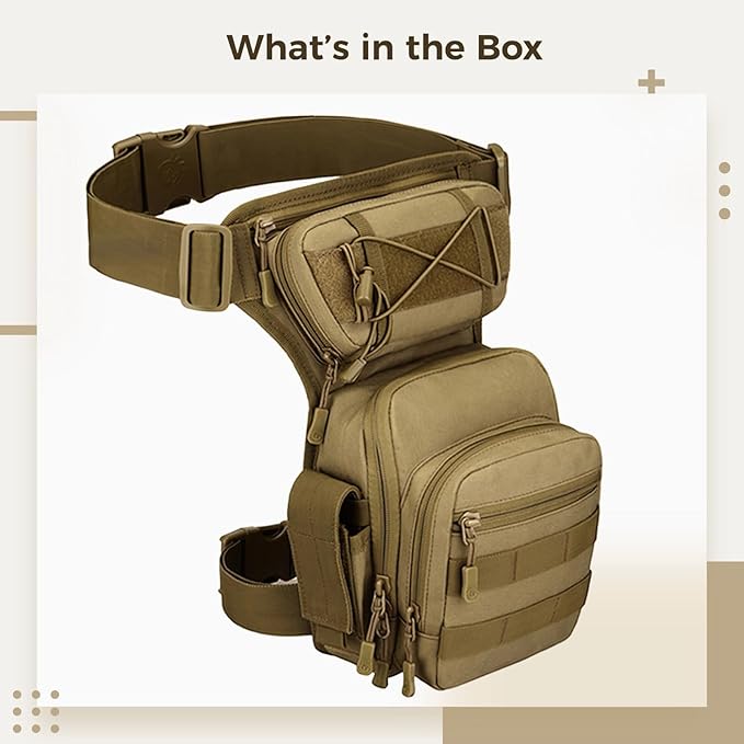 Tactical Drop Leg Pack Waterproof Polyester Pouch With Adjustable Straps For Hiking Fishing Outdoor Photography And Camping
