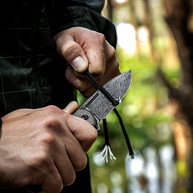 CIVIVI Pocket Knife for EDC Conspirator Button Lock Folding Knife 3.48 Damascus Blade Dark Green Micarta Handle C21006-DS1