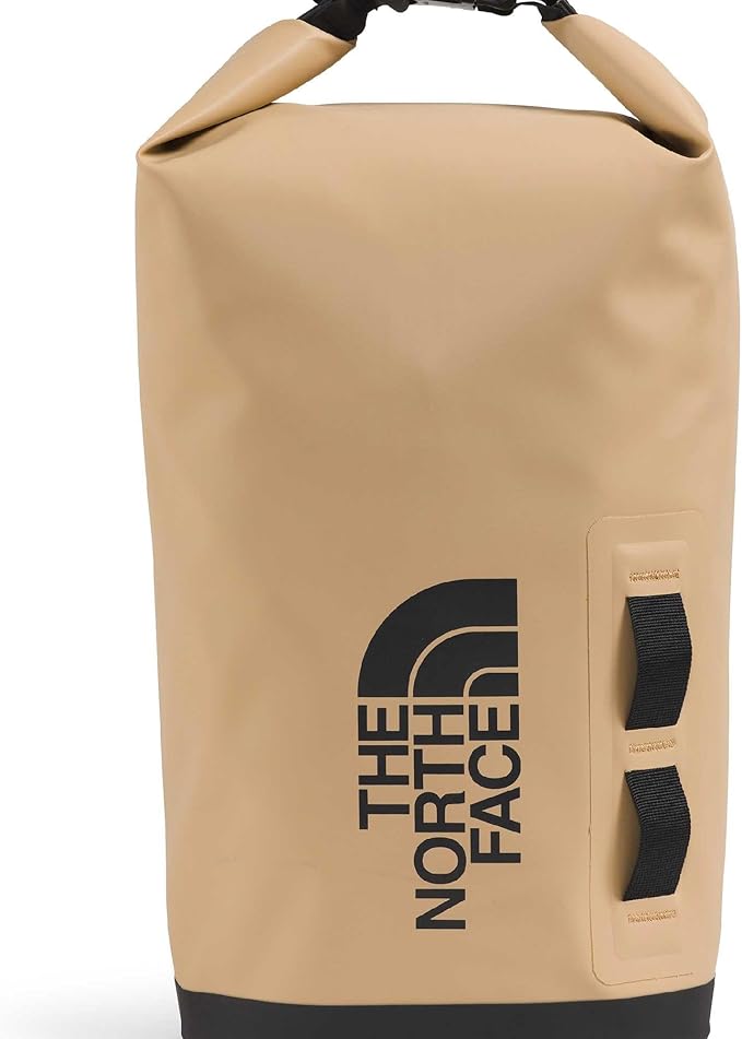 The North Face Base Camp Dry Bag - Roll-Top Waterproof Stuff Sack Ideal for Camping Gear &amp Kayak Accessories Khaki Stone/TNF Black 8 Liters