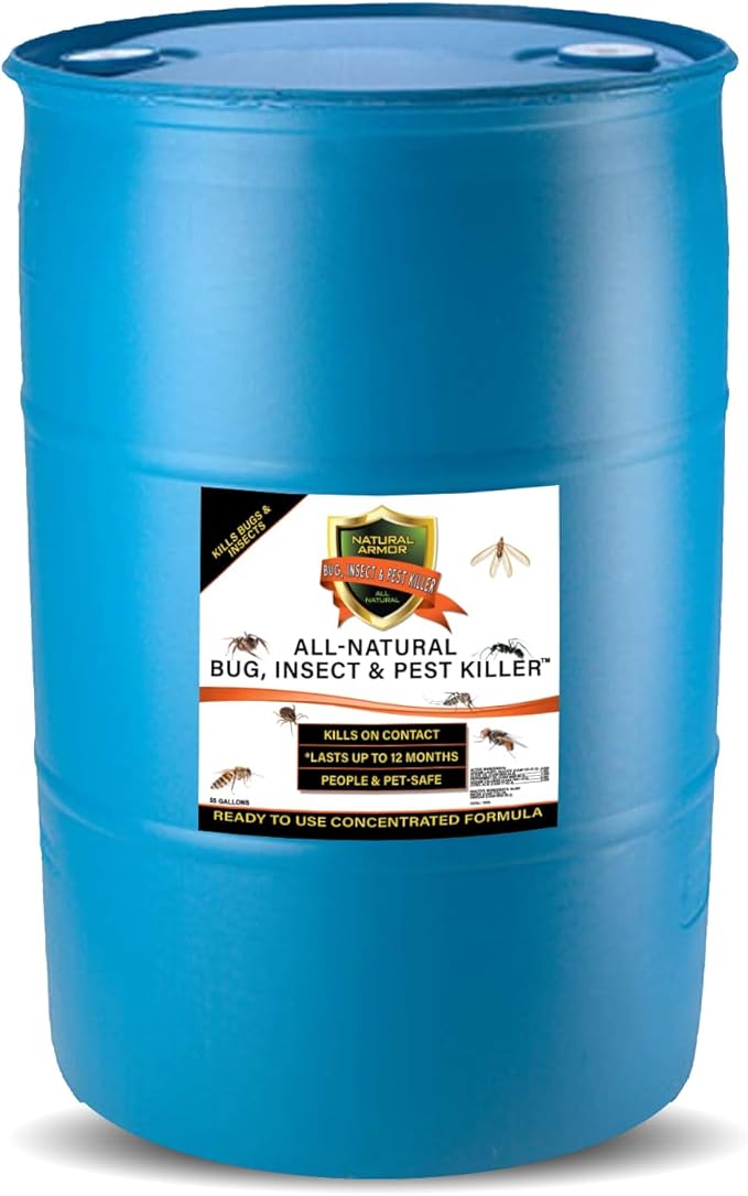 Natural Bug Insect &amp Pest Killer &amp Control Including Fleas Ticks Ants Spiders Bed Bugs Dust Mites Roaches and More for Indoor and Outdoor Use 55 Gallon Drum