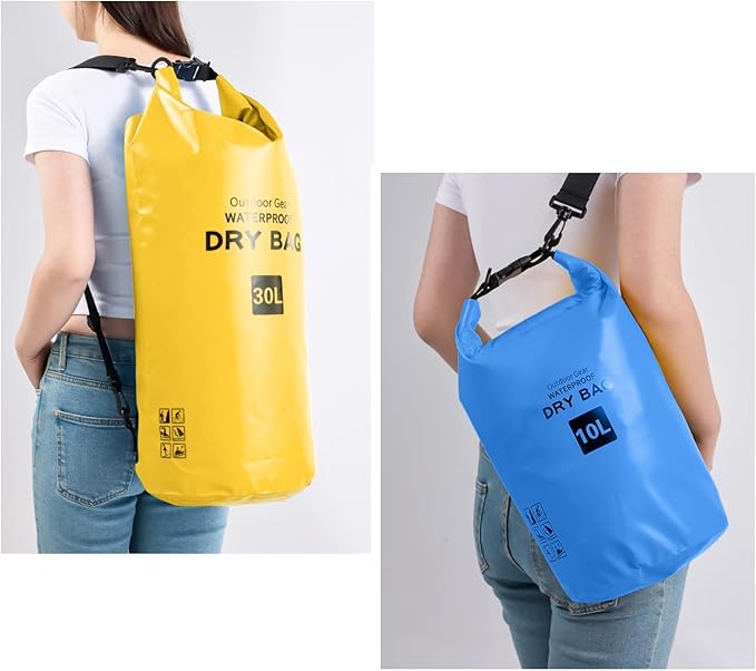 Dry Bag Backpack Lightweight Rainproof Floating Kayak Storage for Men Women 4pcs Roll Top Dry Sack for PaddlingSailing Travel 4 Sizes(5L-30L) (4 sets in one package)