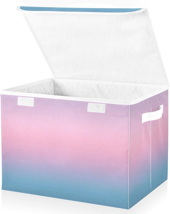 Gradients Storage Bin with Lid Stackable Box Storage Quart Storage Bin for Dorm Room Office Basket