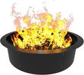 Round Outdoor Fire Pit Ring Insert 31-Inch Inner 35-Inch Outer Diameter Heavy Duty Metal Steel DIY Firepit Liner Campfire Rings for Outside Wood Burning Above or In-Ground Black