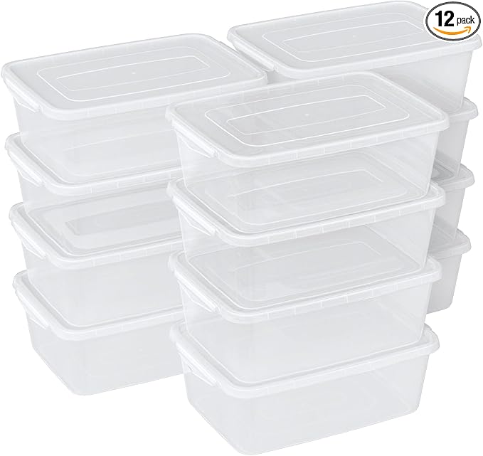 12-Pack Clear Plastic Storage Containers with Latch Lids – 16L Stackable Bins for Pantry Dough Proofing Baking &amp Household Organization