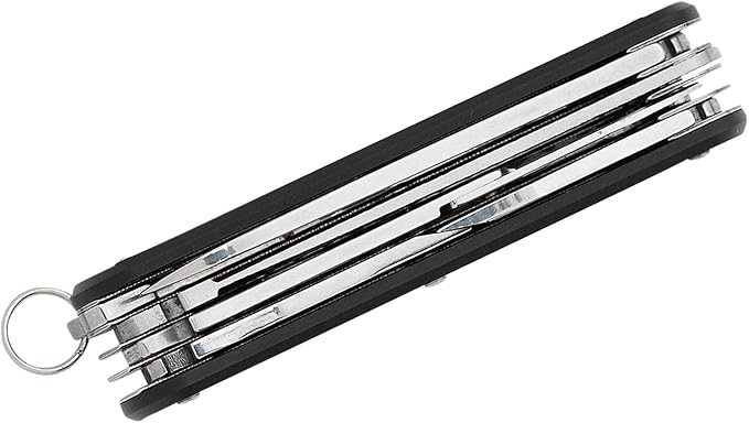 Fox Knives Vulpis FX-VP130-SF5 Slipjoint EDC Pocket Knife 5-in-1 Multitool - 2.17in Blade Hacksaw Bottle Opener Can Opener Scissors Flat Head Screwdriver - Every Day Carry (Black)