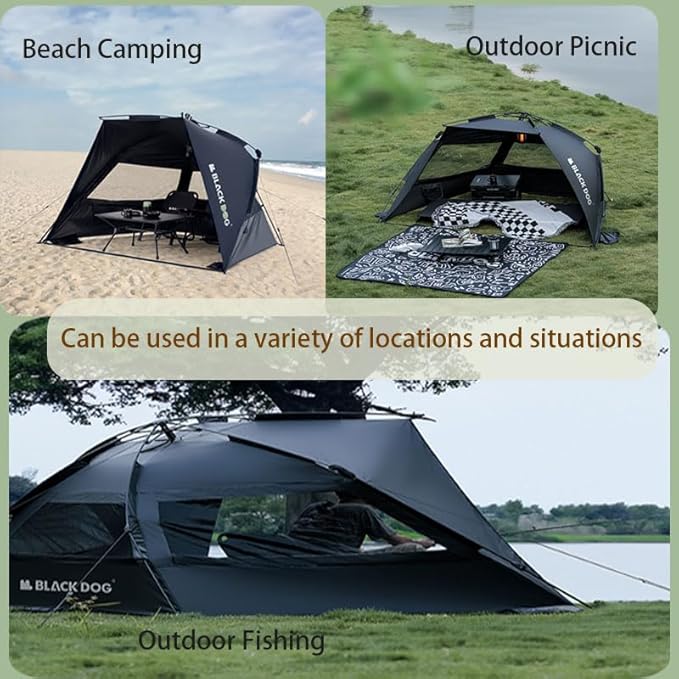 Blackdog Automatic Camping Sunshade Tent Outdoor Easy Setup Portable Beach Sun Shelter with HookUPF 50+ Waterproof for Camping Hiking Fishing Mountaineering for 3-4 Persons