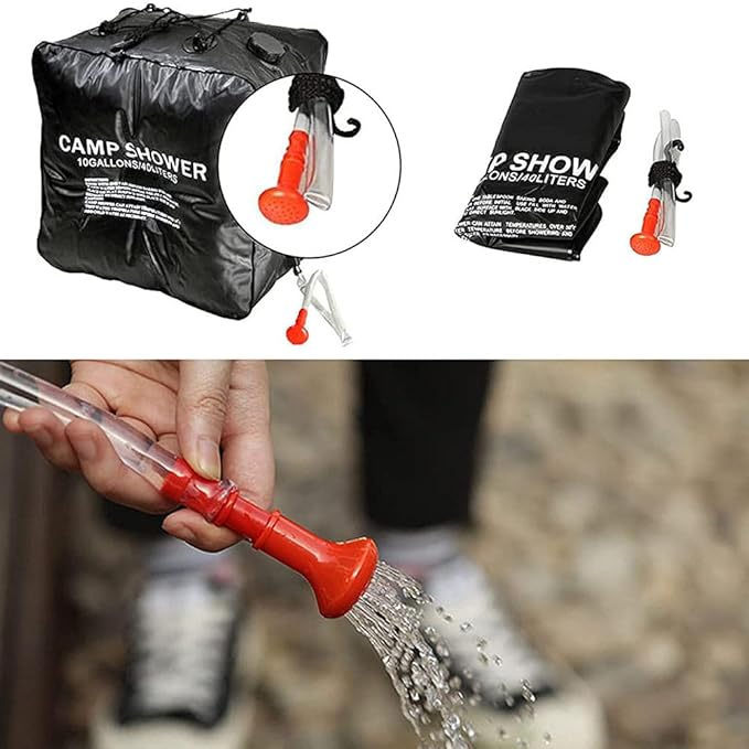 Solar Shower Bag 10Gallons/40L – Camping Shower Portable Solar Heating Bag with On/Off Switch Large Nozzle Shower Header for Outdoor Travel Swimming Beach Hiking Cycling Picnic