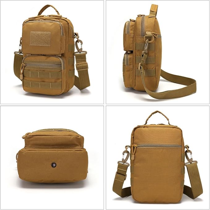 Small Tactical Messenger Bag For Men Shoulder Bags Travel Bag Crossbody Casual Pack (Black)