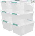 Xyskin 35 Quart Clear Large Storage Box Plastic Storage Bins Set of 6