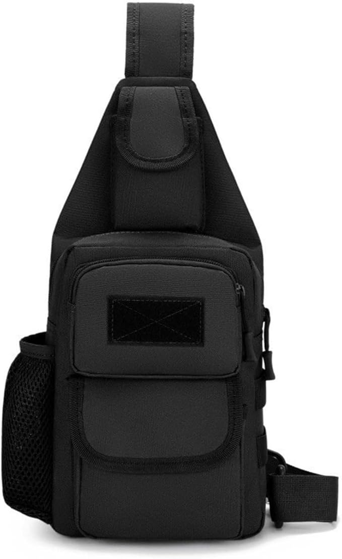 Tactical Chest Pack Modular Strap System Camouflage Sling Bag for Outdoor(Black)