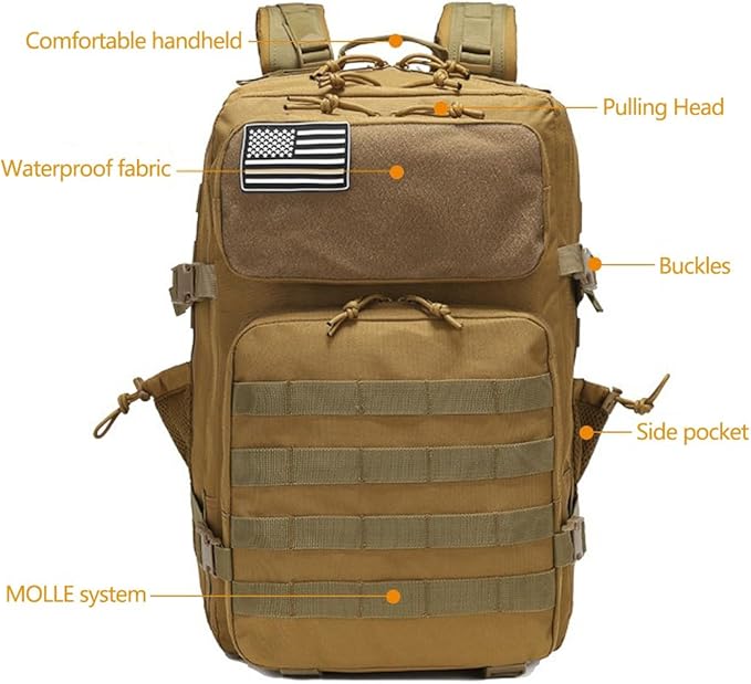 Tactical Backpack Military Backpacks 45L Army Backpacks Large Waterproof Bug out Bag for Fishing Hiking Hunting (Military Green)