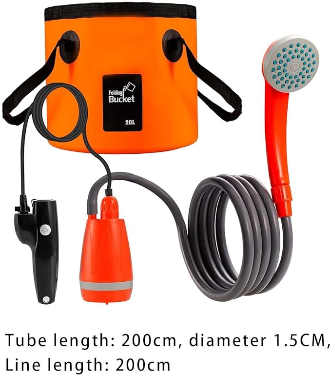 Portable Shower for Outdoor Activities with Practical Container Orange