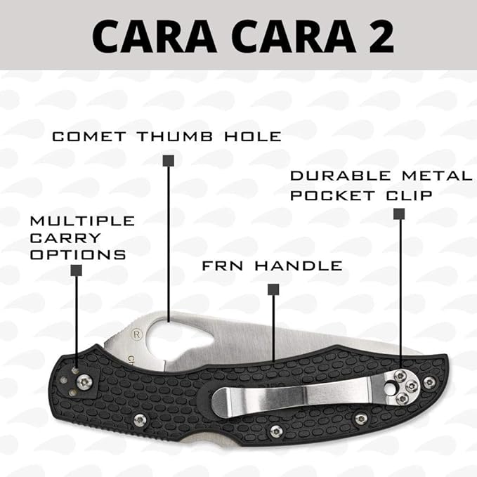 Spyderco Byrd Cara Cara 2 Lightweight Knife with 3.75 Stainless Steel Blade and Black Non-Slip FRN Handle - PlainEdge - BY03PBK2