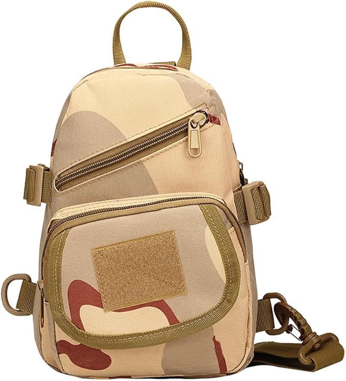 Outdoor Tactical Bag Backpack Military Sport Bag Pack Sling Shoulder Backpack Water bottle hanging bag for Every Day Carry (Mud Color)