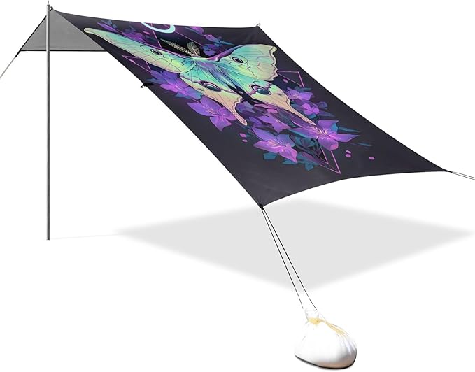 ALAZA Butterfly Alchemy Beach Tent Sun Shelter UPF50+ Protection Beach Shade Canopy w/ 4 Sandbags for Outdoor Camping Fishing Backyard Fun Picnic 10x9 ft