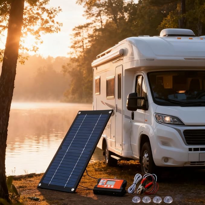 600W Solar Panel Solar Panel Kit 100A Controller Solar Panel Kit with Extension Cable Battery Clip for RV Camping Outdoor