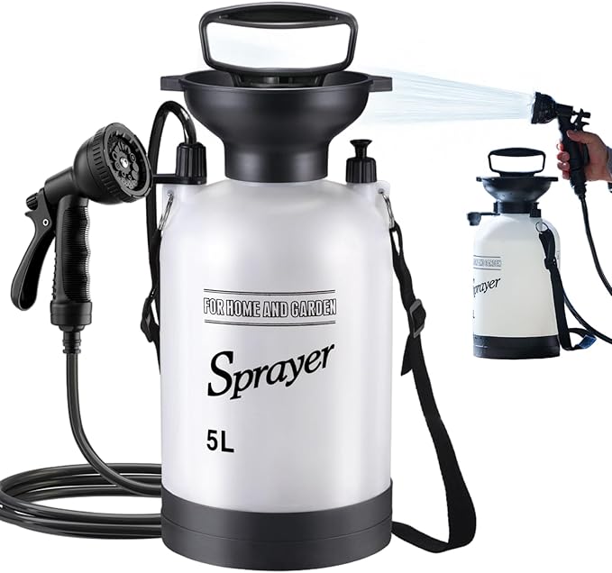 Portable Camping Shower 5L Portable Shower with 10 Modes Sprayer Head and 9.84ft Hose for Garden Picnic Hiking Beach Car Cleaning Camping