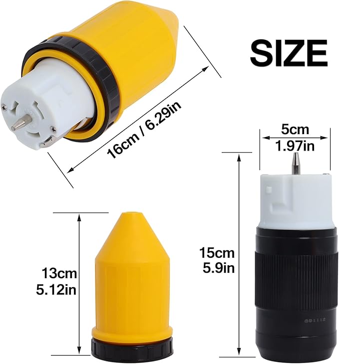 50 AMP Twist Lock Plug Female with Protective Cover LL550C 50 AMP Generator Connector CS6364 Generator Cord Cap 125 Volt//250 Volt Generator Plug
