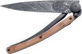 deejo - 37G Folding Pocket Knife with Belt Clip - Eagle Design 3.7-Inch Stainless Steel Blade Black Titanium Finish Juniper Wood Handle - Lightweight Everyday Carry for Home Work and Outdoor Use
