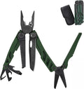 Multitool 16-in-1 Full-Size Lightweight EDC Multi-Purpose Pliers Pocket Knife Scissors Tactical Gear Tools Gifts for Guys Equipment for Emergencies Hiking and Outdoor Camping (Green)