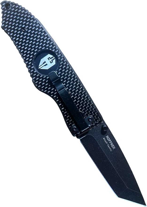 HOFFNER 3.5 EDC Folding Knife with Pocket Clip VG10 Japanese Stainless Steel Black Acid Washed Tanto Blade - (Carbon Fiber 3D Smooth Texture Grip) - Camping Hiking Outdoor Survival
