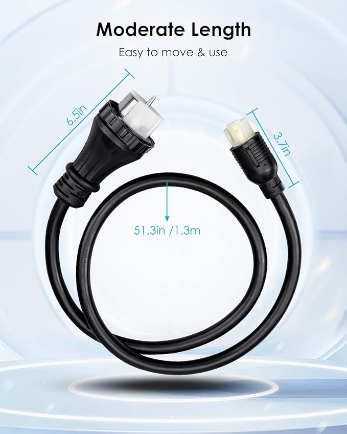 5FT NEMA L14-30P to 50A SS2-50R with Locking Ring 120V/240 30A 4 Prong Male to 4 Prong Twist Lock Receptacle Power Cord Adapter for RV Marine Boat Camper Generator
