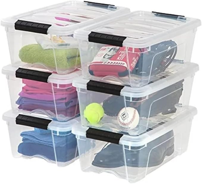 iris Buckle Up Storage Box 12.9 Quart Clear 4 Count