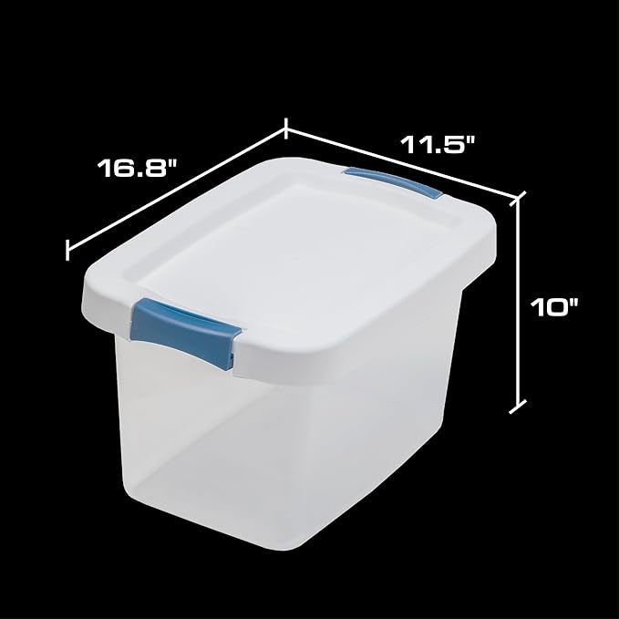 CENTREX CX Cleared Away 19-Quart Medium-Strength Clear Storage Container &amp Latching Lid 4 Pack (10.2”H x 17.1”W x 11.7”D) Stackable Transparent Storage and Organization Tote Plastic Bin