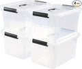 Esdiplot 10.5 L 4 Pack Clear Storage Box with Lid Plastic Latching Bins with Handles