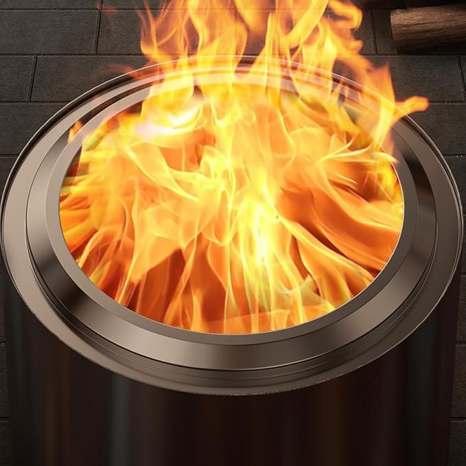 Panovue 22 inch Smokeless Fire Pit with Waterproof Cover Stainless Steel Outdoor Smokeless Firepit Wood Burning Fire Pits for Camping BonfireLow Smoke Firepit for Outside[Slivery]