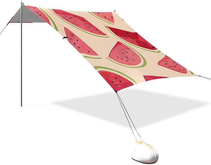 ALAZA Watermelon Fruit Pattern Beach Tent Sun Shelter Portable Canopy Sunshade for Outdoor Camping Picnics Backyard Fun 10x9 ft