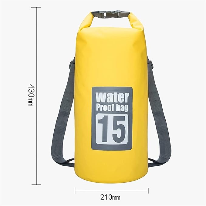 Waterproof Dry Bag Floating Waterproof Dry Bag Roll Top Dry Compression Sack with Adjustable Shoulder Straps (Color : Yellow)