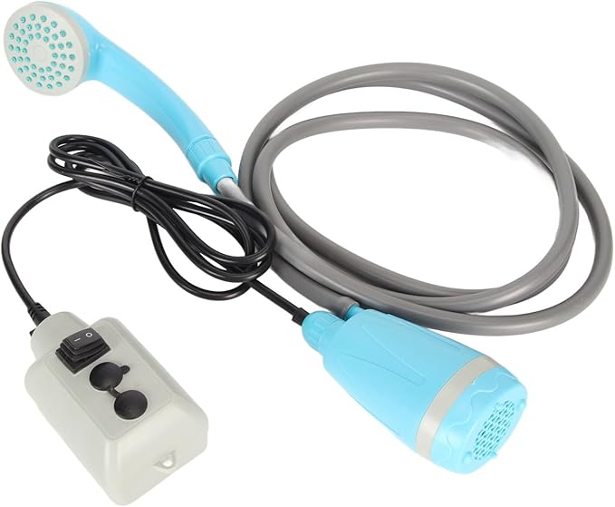 Portable Shower Camp Shower Pump with USB Rechargeable Battery Outdoor Shower Head with Hook 6.6ft Soft Water Pipe for Camping Hiking Traveling Pet Bath Beach