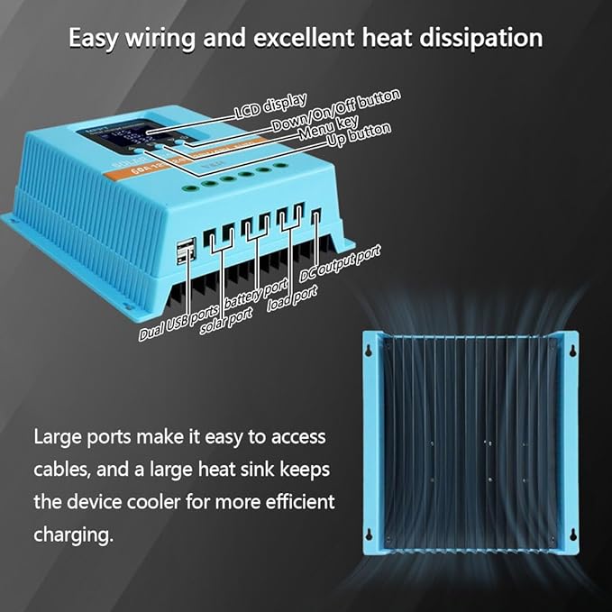 MPPT 100A Solar Charge Controller 12V 24V 36V 48V LCD Display Battery Intelligent Regulator Max 100V Input Dual USB for Lead-Acid/Lithium