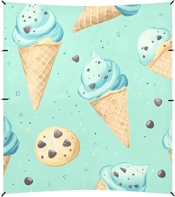 ALAZA Ice Cream Cookies Pattern Beach Tent Sun Shelter Portable Canopy Sunshade for Outdoor Camping Picnics Backyard Fun 10x9 ft