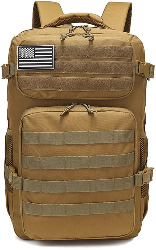 35L Military Tactical Backpacks Molle Army Assault Pack 3 Day Bug Out Bag Hiking Treeking Rucksack (Mud Color)