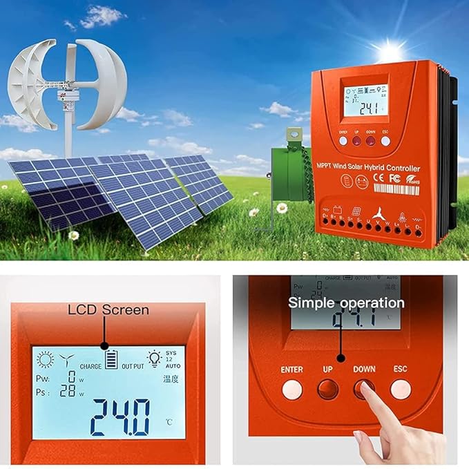 3000W 12V 24V 48V 0~1500W Wind 0~1500W Solar MPPT Wind Solar Hybrid Controller Pioneer Version Charge Lithium &amp Lead Acid Gel Battery