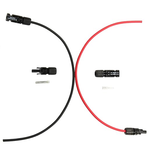 TEMCo 10 AWG Solar Wire Extension Cable 1 Ft Red + 1 Ft Black Staubli MC4 Connectors Pre-Installed on One End