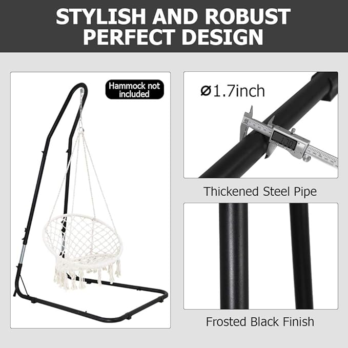 FDW Adjustable Hammock Chair Stand Hammock Stand Only Hanging Chair Stand Swing Chair Stand for Indoor/Outdoor Patio Yard