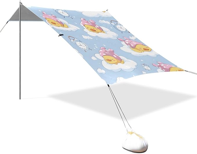 ALAZA Duck Sleeping Beach Tent Sun Shelter UPF50+ Protection Beach Shade Canopy w/ 4 Sandbags for Outdoor Camping Fishing Backyard Fun Picnic 10x9 ft