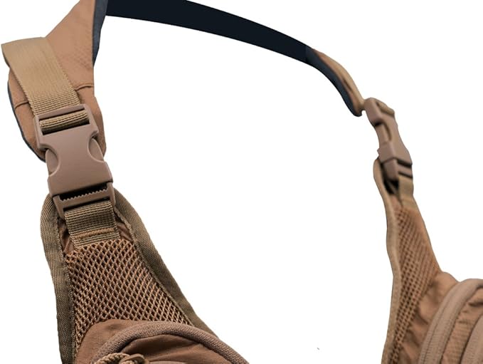 LA Police Gear Tactical Chest Pack Attachment Vest Pocket Storage System Backpack Chest Pockets - Brown